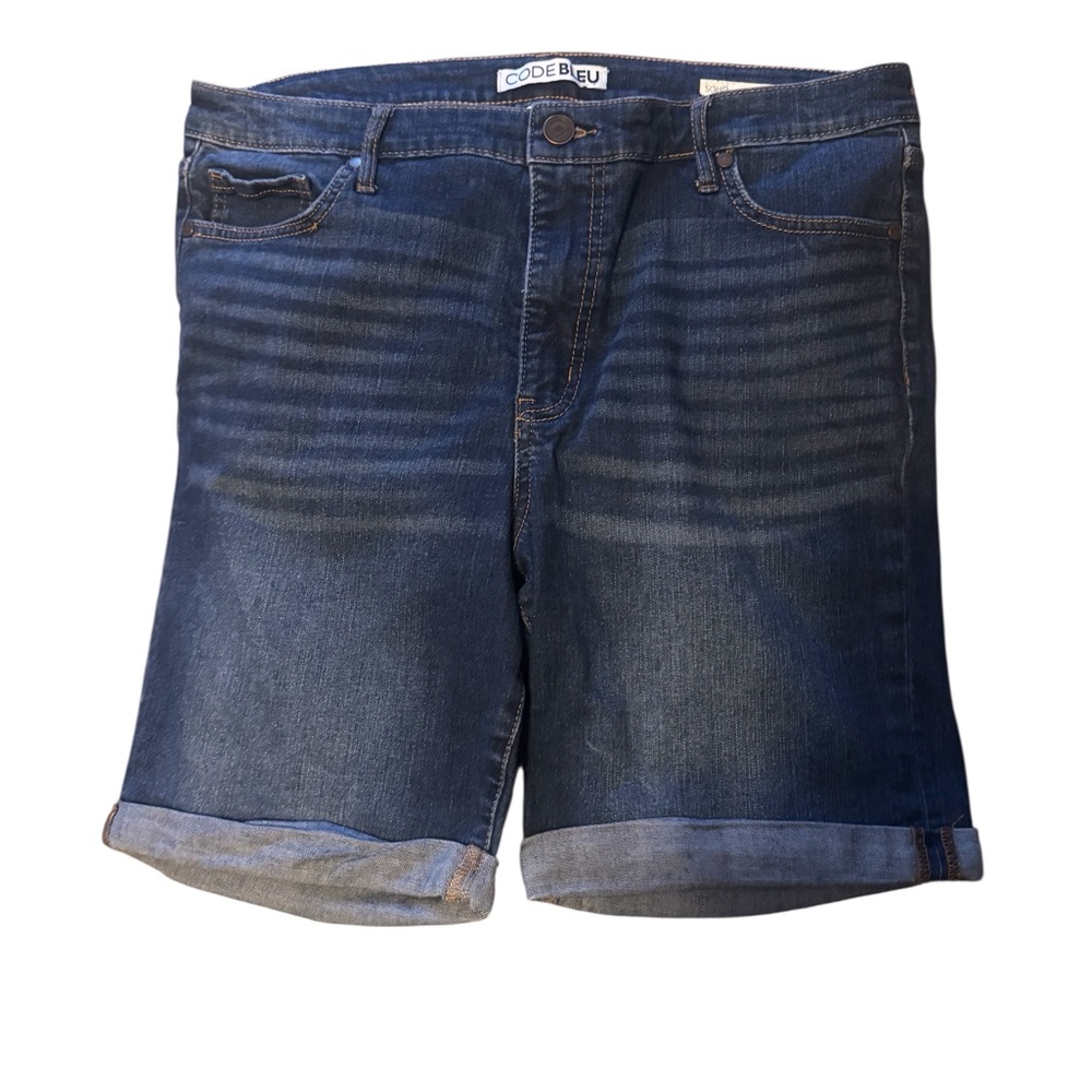 Code Bleu Women’s Bermuda Jean Shorts with Rolled-Cuff, Sz 14